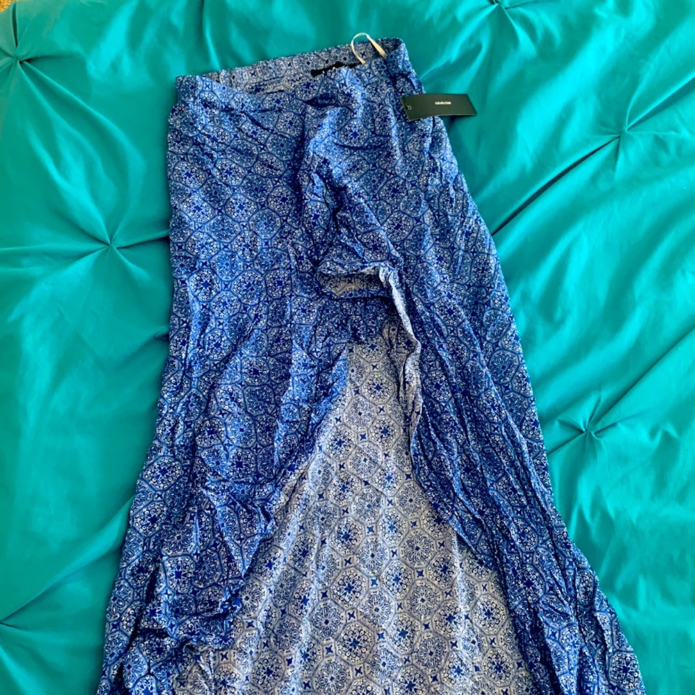 Lulus Blue Hi-low Maxi Skirt